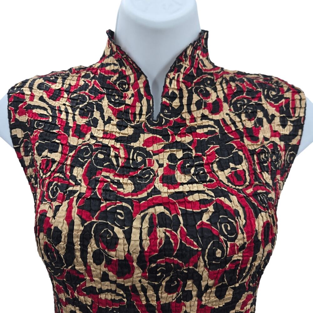 Women Vintage Y2K Indie Sleaze Boho Chic Mandarin Collar Going Out Crinkle Top M